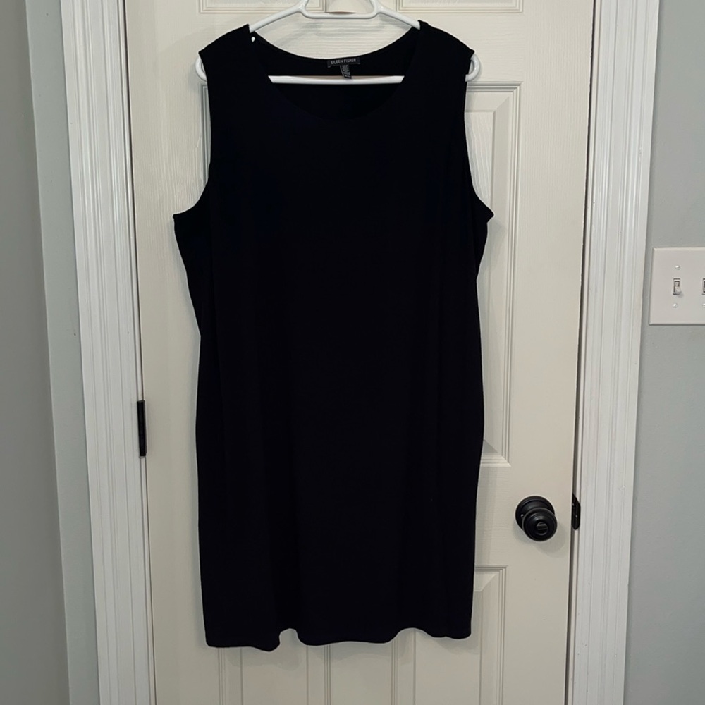 Eileen Fisher Sleeveless Crossover Jersey Dress Size XL Classic Comfort Casual - Picture 1 of 11